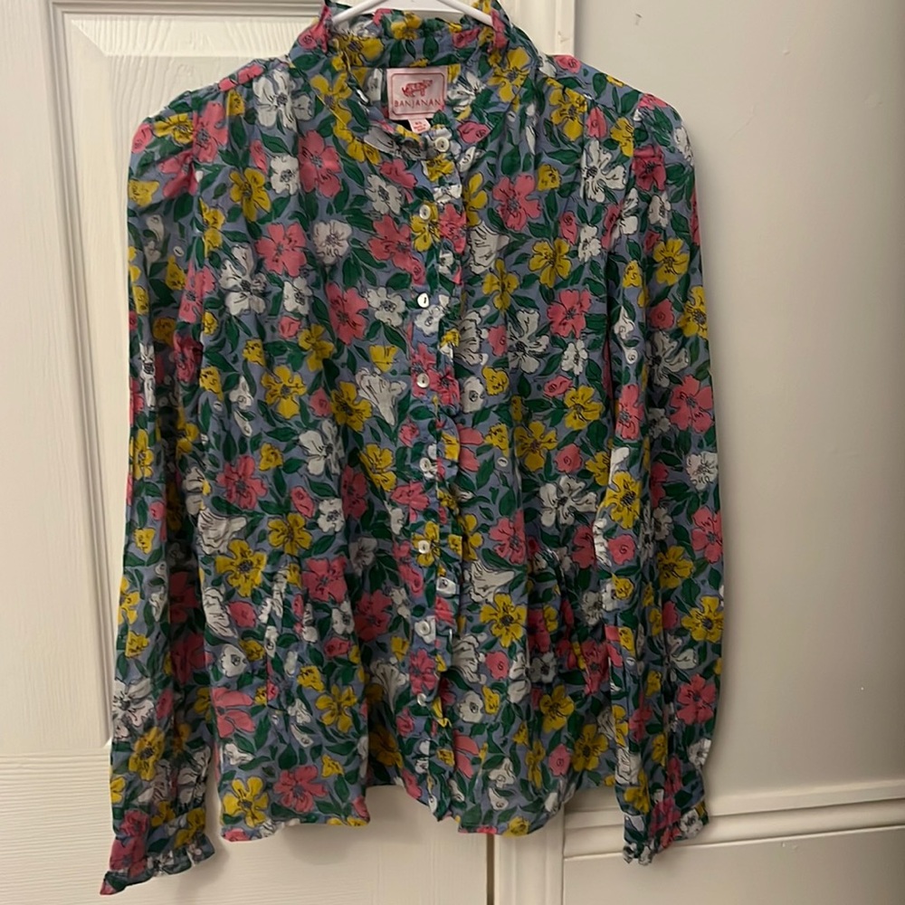 NWT Banjanan Chrissie Shirt in melodic floral vista, size XS